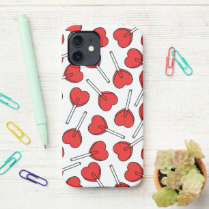 Red Lollipops, Heart Lollipops, Lollipop Pattern iPhone 12 Case