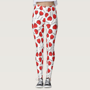 Red Lollipops, Heart Lollipops, Lollipop Pattern Leggings