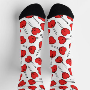 Red Lollipops, Heart Lollipops, Lollipop Pattern Socks
