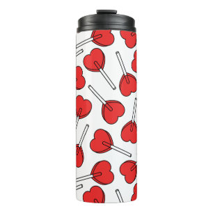 Red Lollipops, Heart Lollipops, Lollipop Pattern Thermal Tumbler