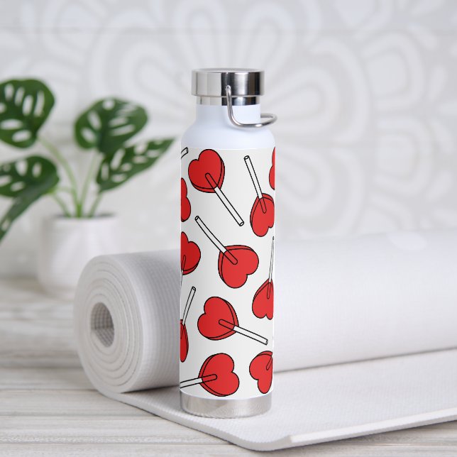 Red Lollipops, Heart Lollipops, Lollipop Pattern Water Bottle (Yoga)