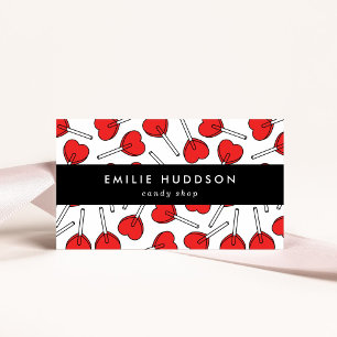 Red Lollipops, Heart Lollipops, Lolly, Candy Shop Business Card