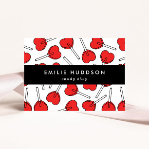 Red Lollipops, Heart Lollipops, Lolly, Candy Shop Business Card
