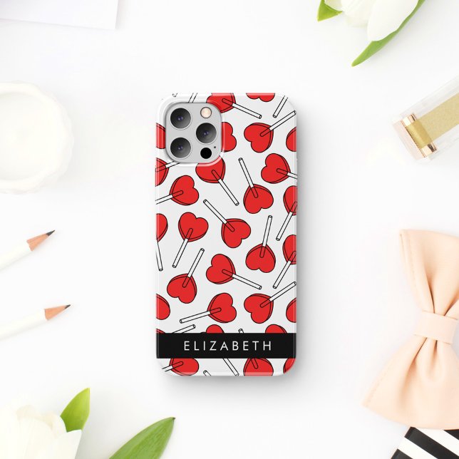 Red Lollipops, Heart Lollipops, Lolly, Your Name Case-Mate iPhone Case (Creator Uploaded)