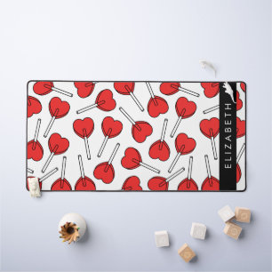 Red Lollipops, Heart Lollipops, Lolly, Your Name Desk Mat