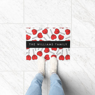 Red Lollipops, Heart Lollipops, Lolly, Your Name Doormat