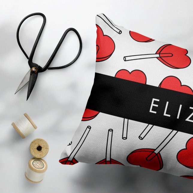 Red Lollipops, Heart Lollipops, Lolly, Your Name Pillowcase (Creator Uploaded)