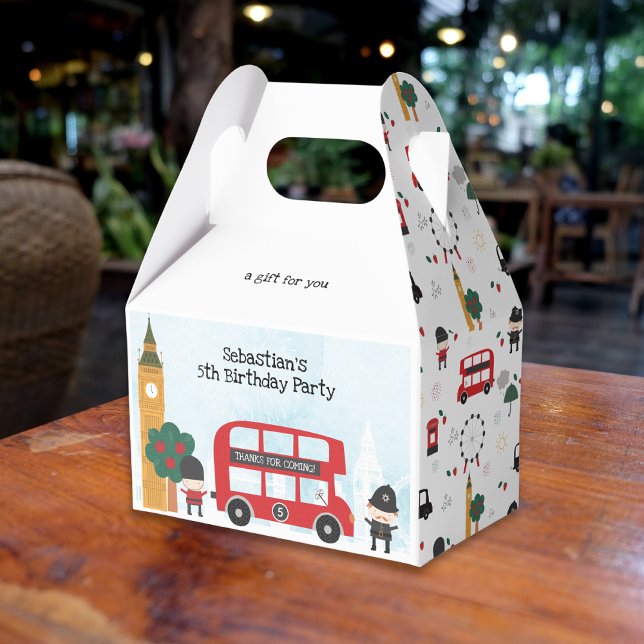 Red London Bus and Clock Tower Kids Birthday Party Favour Box (Creator Uploaded)