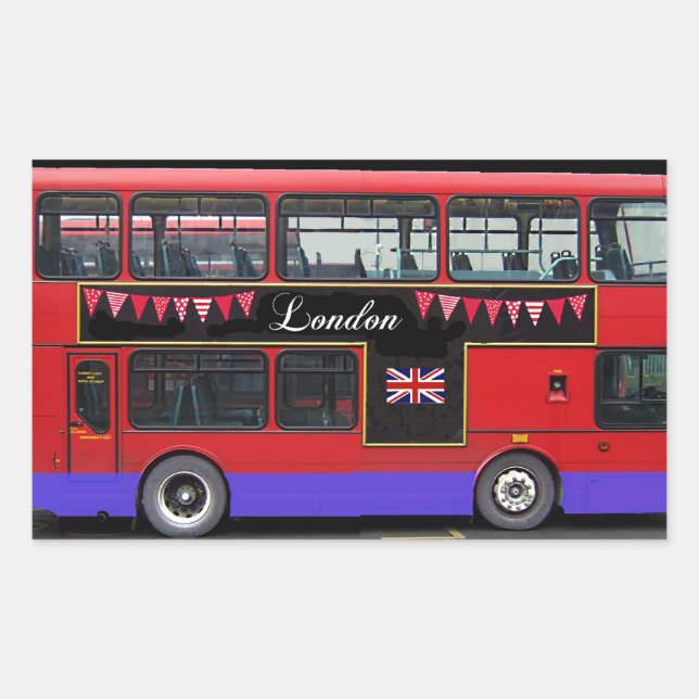 Red London Bus Double Decker Rectangular Sticker (Front)