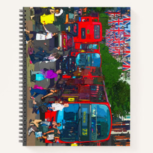 Red London buses on Oxford Street London Notebook