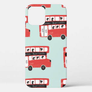 Red London Double Decker Bus Seamless Pattern vint iPhone 12 Case