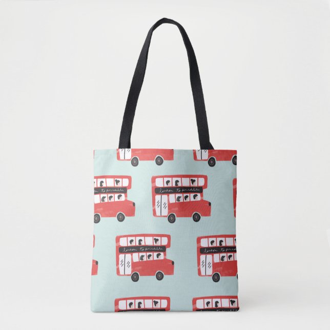 Red London Double Decker Bus Seamless Pattern vint Tote Bag (Front)