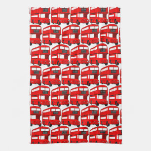 Red London Double Decker Bus Wallpaper Tea Towel