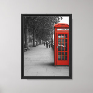 Red London Phone Booth Framed Canvas Art Print