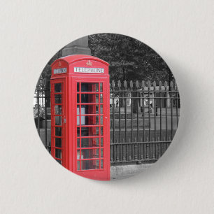 Red London Phonebox 6 Cm Round Badge