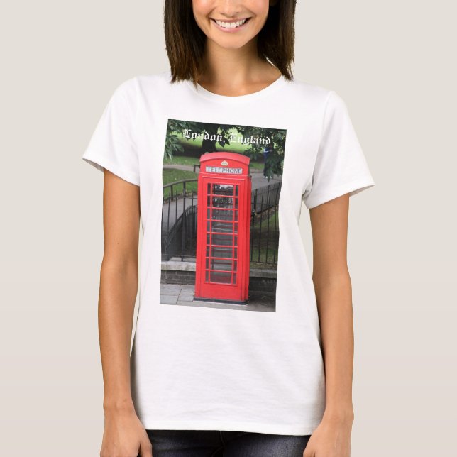 Red London Telephone Booth on Ladies shirt (Front)
