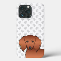 Red Long Hair Dachshund Cute Cartoon Dog Head