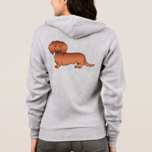 Red Long Hair Dachshund Cute Cartoon Dog Hoodie