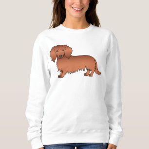 Red Long Hair Dachshund Cute Cartoon Dog Sweatshirt