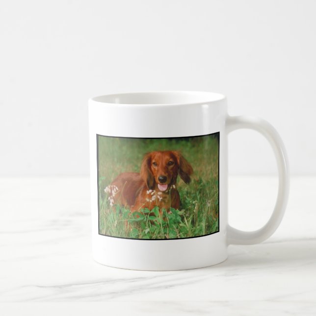 Red Long Haired Dachshund Coffee Mug (Right)