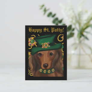 Red Long Haired Dachshund Postcard