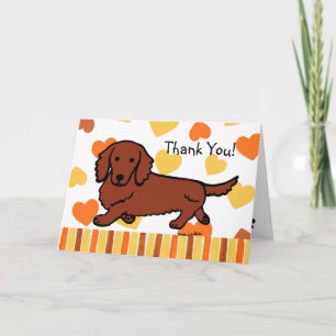 Red Long Haired Dachshund Thank You Card
