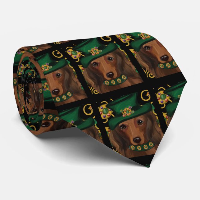 Red Long Haired Dachshund        Tie (Rolled)