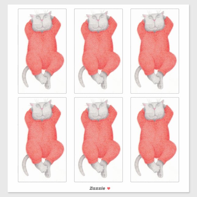 RED LONG JOHNS CAT 14"X14" Vinyl Sticker  (Sheet)