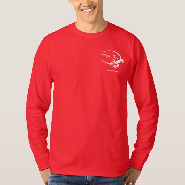 Red Long Sleeve Shirt Uniform with Business Logo (Front)