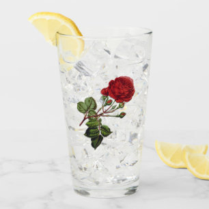 Red Long Stem Rose Glass