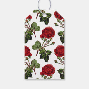 Red Long Stem Rose Pattern Gift Tags