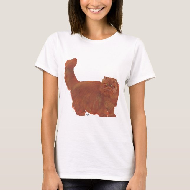 Red Longhair Persian Cat T-Shirt (Front)