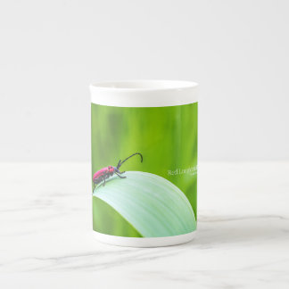 Red Longicorn Beetle and green background Bone China Mug