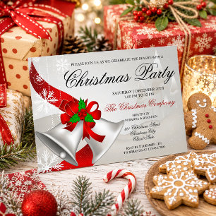 Red Loop Silver Bells Corporate Christmas Party Invitation