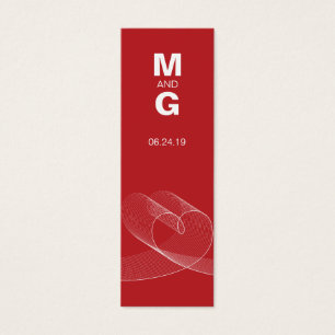 Red Loopy Love Lines Monogram Wedding Favour Tags