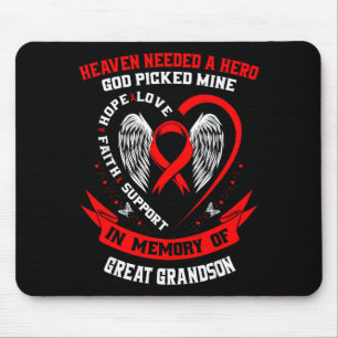 Red Loss Of Great Grandson Heart Disease Awareness Mouse Pad