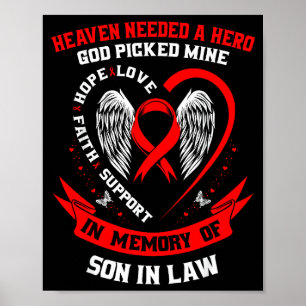 Red Loss Of Son In Law Heart Disease Awareness Pro Poster
