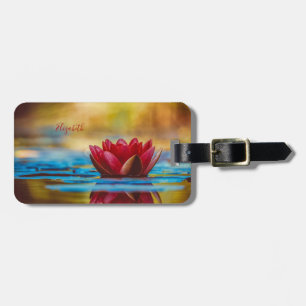 Red Lotus Flower Landscape, Zen Luggage Tag
