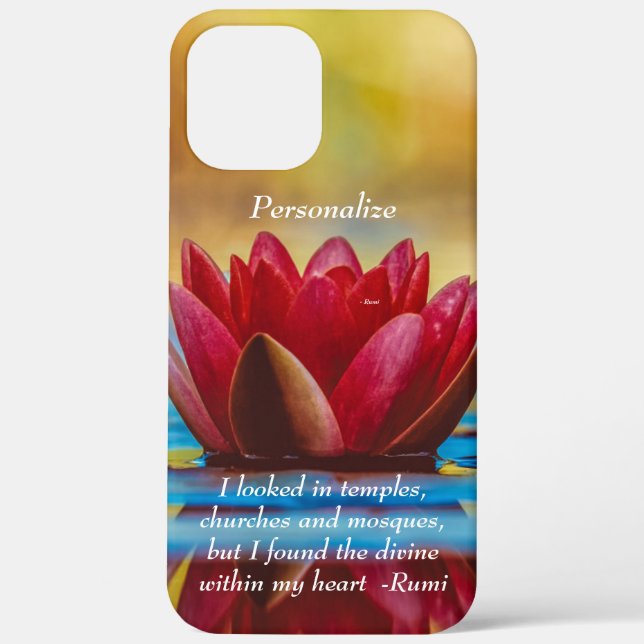 Red Lotus Flower on Blue Water Spiritual Quote Case-Mate iPhone Case (Back)
