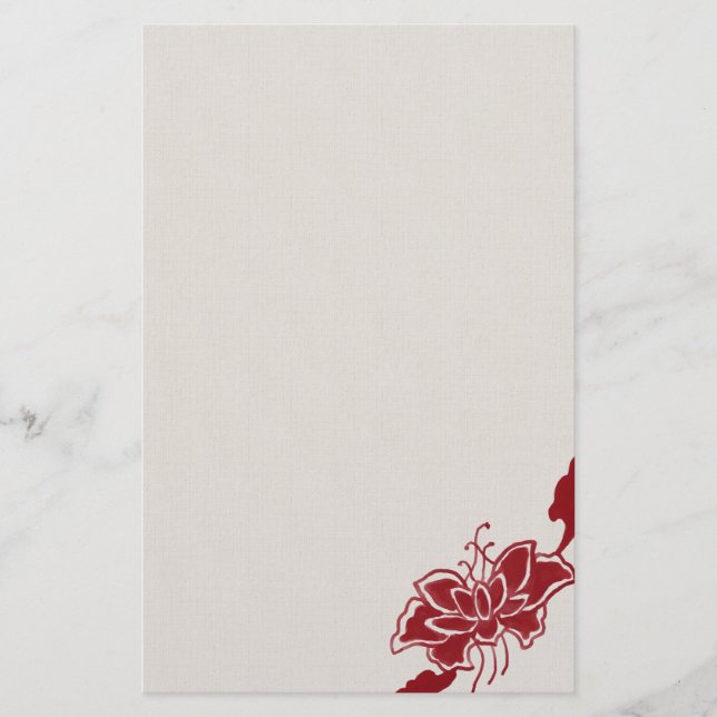 Red Lotus Flower Stationery (Front)