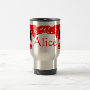 Red Love Alice Vintage Frame Template Travel Mug