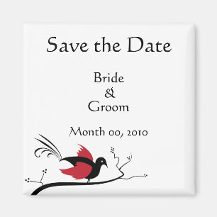 Red Love Bird Save the Date Magnets