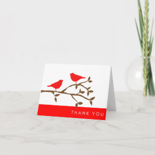 Red Love Birds Thank You Card