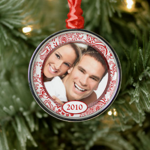 Red Love Birds Your Photo Christmas Ornament