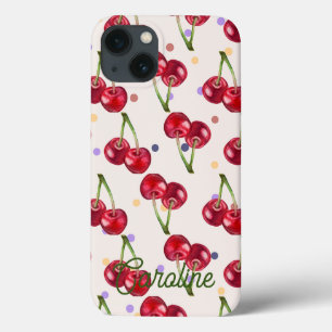 red love cherry polka dot vintage personalised iPhone 13 case