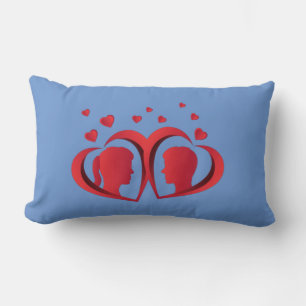 Red Love Couple Pillow Romantic Home Decor Accent