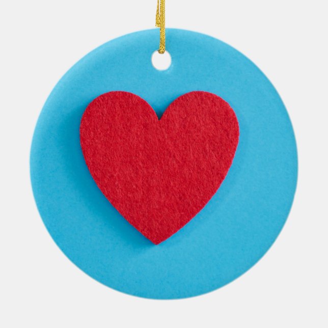 Red Love Heart Ceramic Tree Decoration (Back)