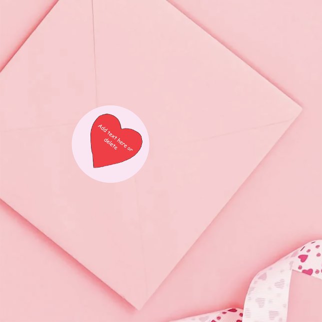 Red Love Heart Classic Round Sticker (Creator Uploaded)