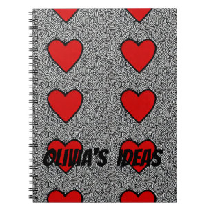 red love heart doodle notebook gift