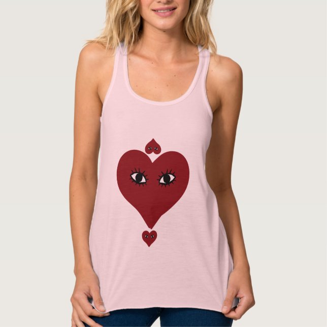 Red Love Heart Face Singlet (Front)